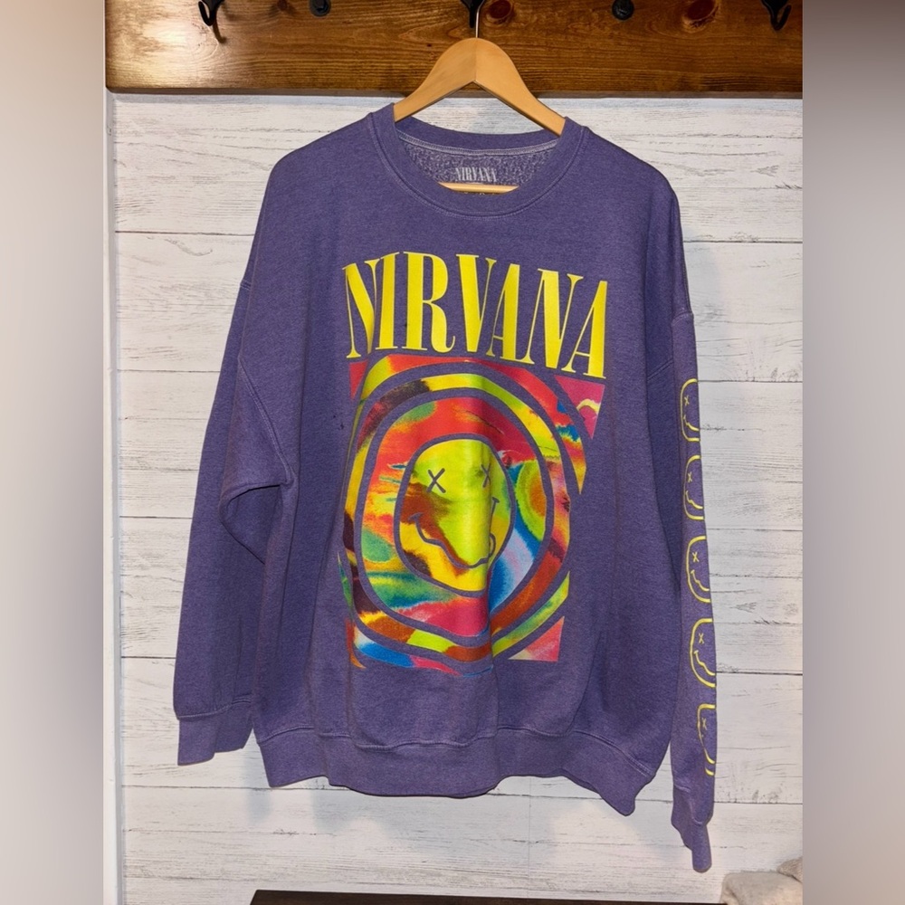 Urban Outfitters-Nirvana Psychedelic Smiley Graphic Crewneck Sweatshirt S/M